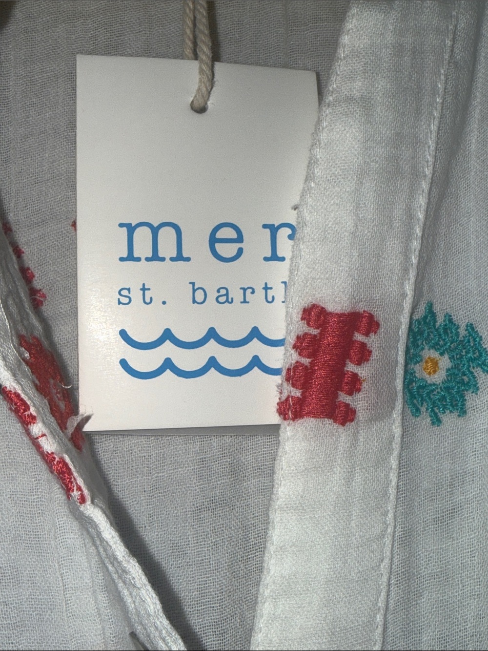 NEW MER ST. BARTH women's estelle fringed shirtdress in multi Size M NWT - Picture 3 of 5